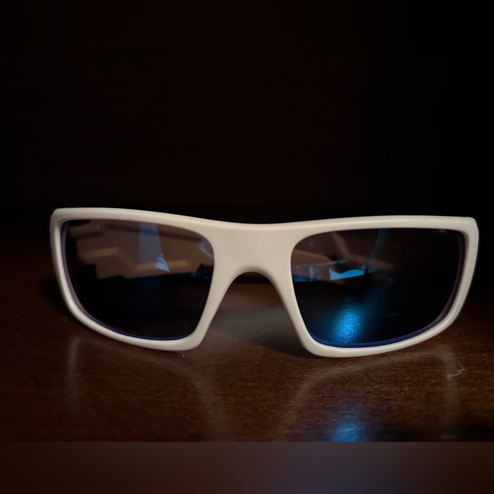 White Sunglasses with Blue Lenses